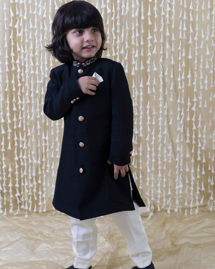 Khwabeeda Sherwani set for Boys - Black