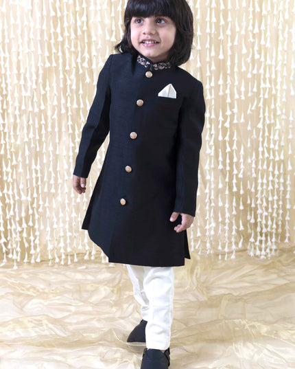 Khwabeeda Sherwani set for Boys - Black