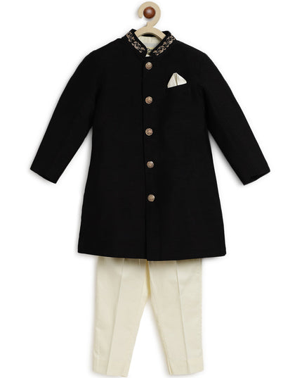 Khwabeeda Sherwani set for Boys - Black