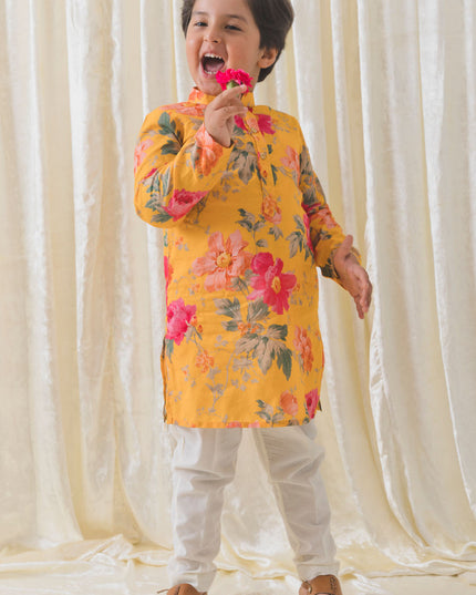 Budding Hero Kurta Pyjama Set - Yellow