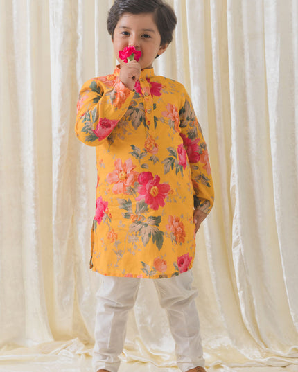 Budding Hero Kurta Pyjama Set - Yellow