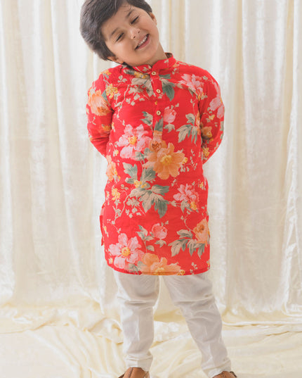 Budding Hero Kurta Pyjama Set - Red
