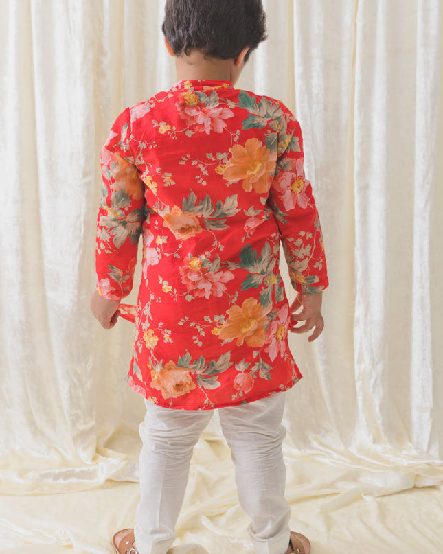 Budding Hero Kurta Pyjama Set - Red