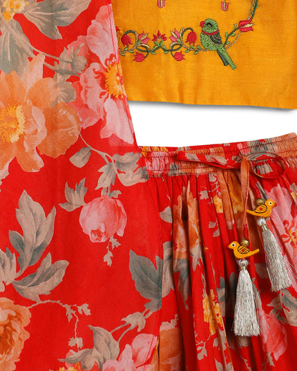 Floral Fun Lehenga Set - Red