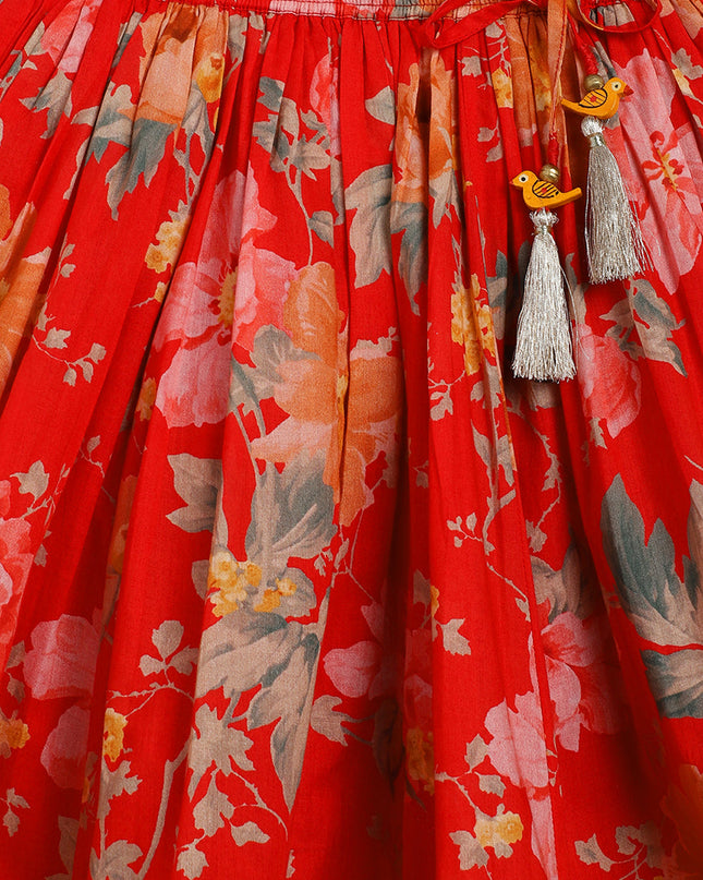 Floral Fun Lehenga Set - Red