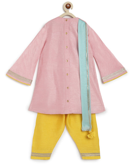 Nargis Silk Suit Set for Girls - Pink