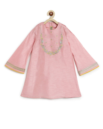 Nargis Silk Suit Set for Girls - Pink