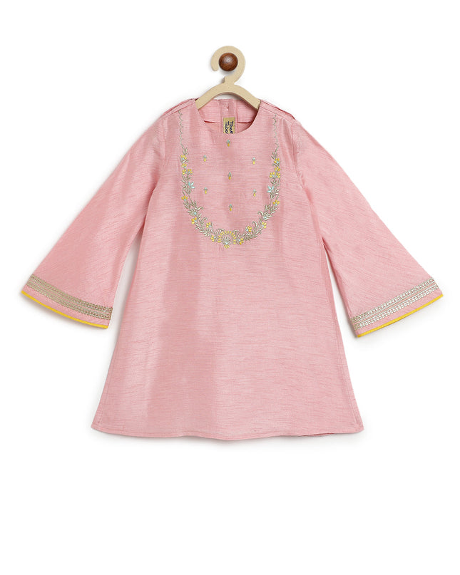 Nargis Silk Suit Set for Girls - Pink