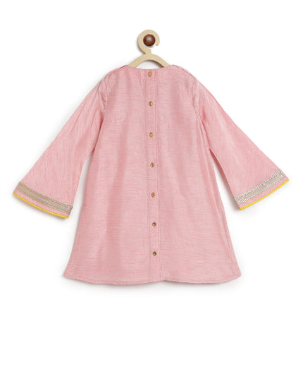 Nargis Silk Suit Set for Girls - Pink