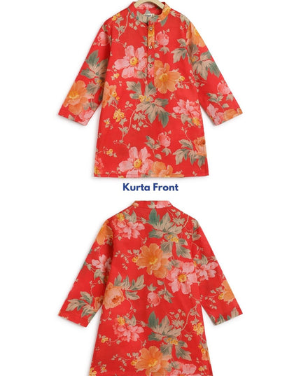 Budding Hero Kurta Pyjama Set - Red