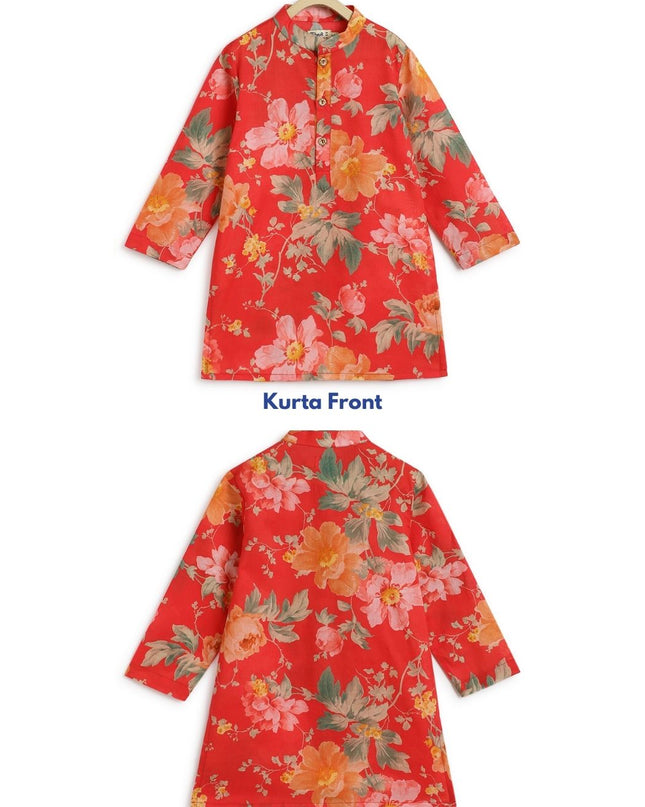 Budding Hero Kurta Pyjama Set - Red