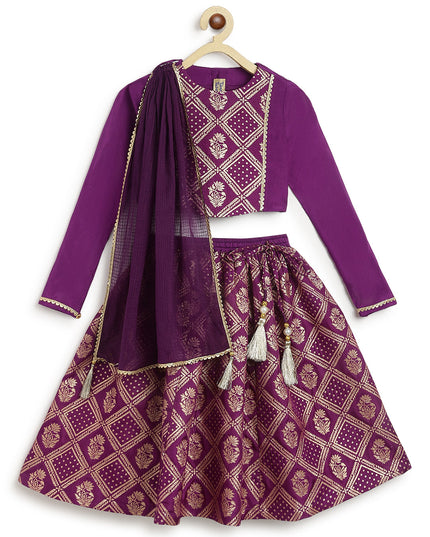 Regal Brocade Lehenga Set - Purple
