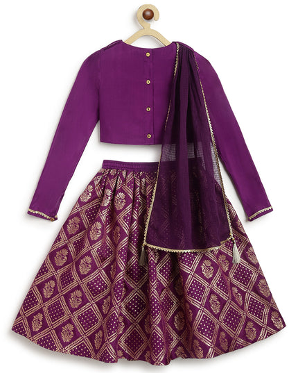 Regal Brocade Lehenga Set - Purple