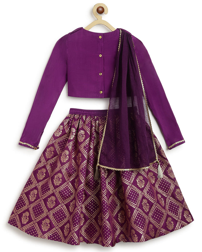Regal Brocade Lehenga Set - Purple