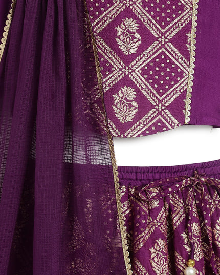 Regal Brocade Lehenga Set - Purple