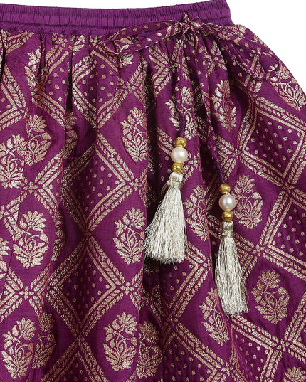 Regal Brocade Lehenga Set - Purple