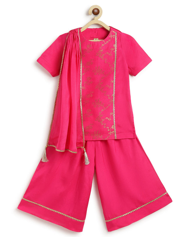 Fuchsia Bloom Brocade Suit Set