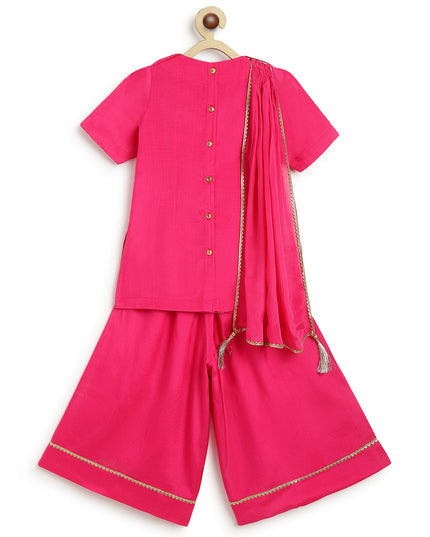 Fuchsia Bloom Brocade Suit Set