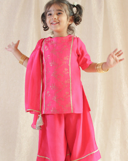 Fuchsia Bloom Brocade Suit Set