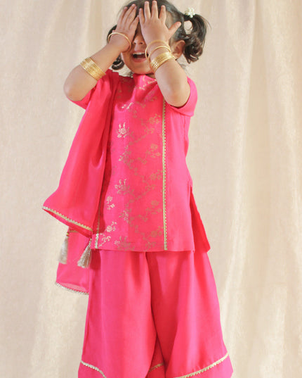 Fuchsia Bloom Brocade Suit Set