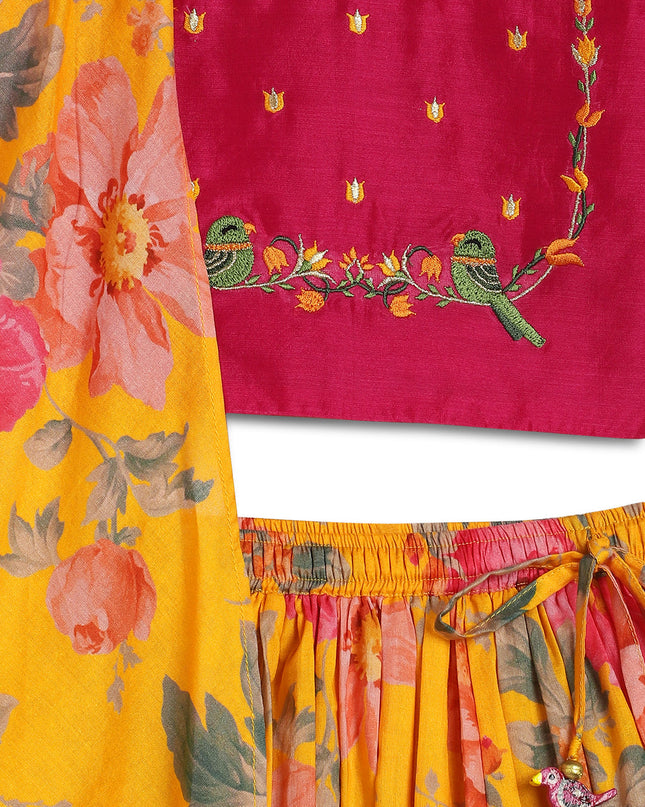 Floral Fun Lehenga Set - Yellow