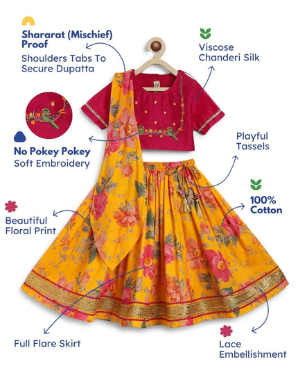 Floral Fun Lehenga Set - Yellow