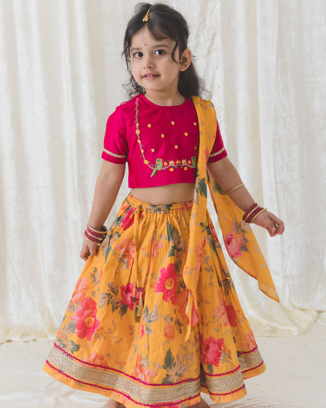 Floral Fun Lehenga Set - Yellow