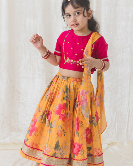 Floral Fun Lehenga Set - Yellow